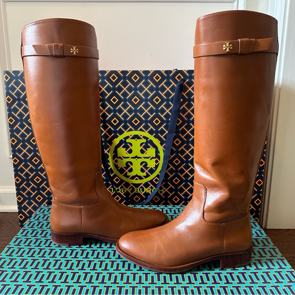 Authentic Tory Burch Everly Strap Riding Boots Size 7